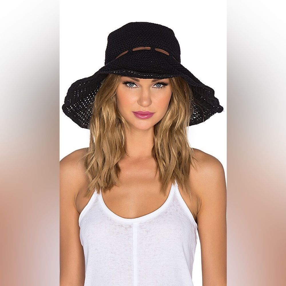 NEW Ale by Alessandra Nikki black crochet fisherman hat